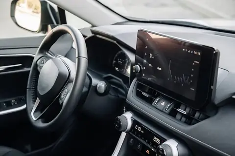 Dashboard and steering wheel of a modern car
